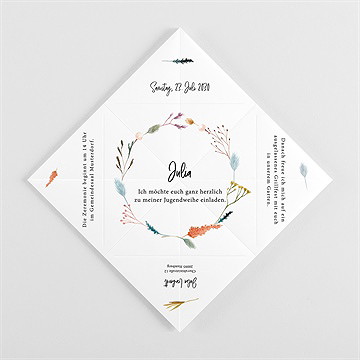 Einladungskarte Jugendweihe florale stimmung - origami - vue 3