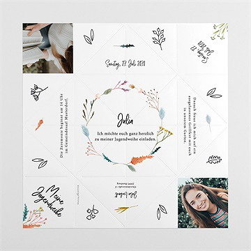 Einladungskarte Jugendweihe florale stimmung - origami - vue 4