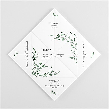 Einladungskarte Jugendweihe blätterfantasie - origami - vue 3