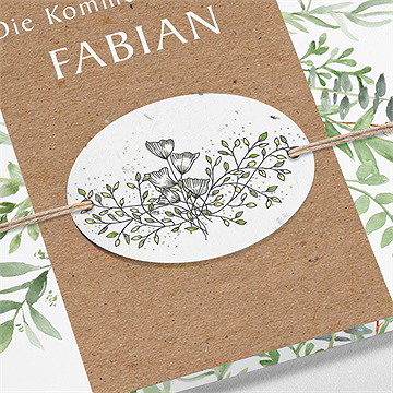 Einladung Kommunion pflanzenillustration -saatpap. - vue 2