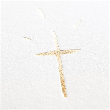 Einladung Kommunion blätter und vergoldung - kreuz - vue 2