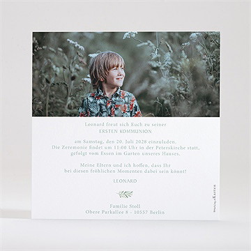 Einladung Kommunion blätter und vergoldung - kreuz - vue 3