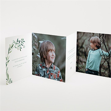 Einladung Kommunion blätter und vergoldung-kordel - vue 2