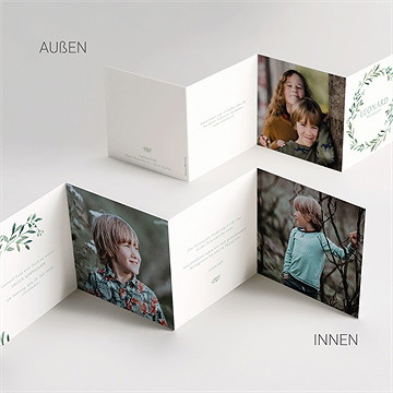 Einladung Kommunion blätter und vergoldung-kordel - vue 4