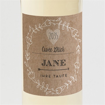 Flaschenetikett Taufe taufe in kraftpapier - gold