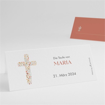 Tischkarte Taufe Blumenmosaik