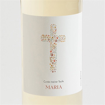 Flaschenetikett Taufe blumenmosaik