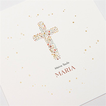 Einladung Taufe blumenmosaik - gold - vue 3