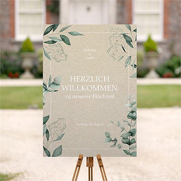Willkommensschild Hochzeit Intime Blätterwelt - vue 2