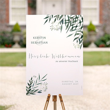 Willkommensschild Hochzeit Olivenzweig - vue 2