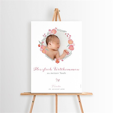 Willkommensschild Taufe Rosenkranz