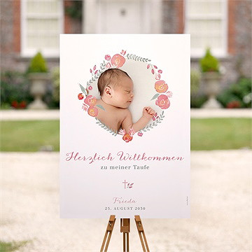Willkommensschild Taufe Rosenkranz - vue 2