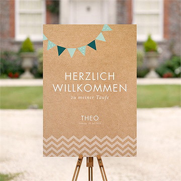 Willkommensschild Taufe Blaue Girlande - vue 2