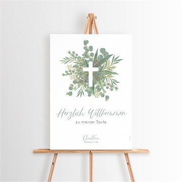 Willkommensschild Taufe graziös - saatpapier