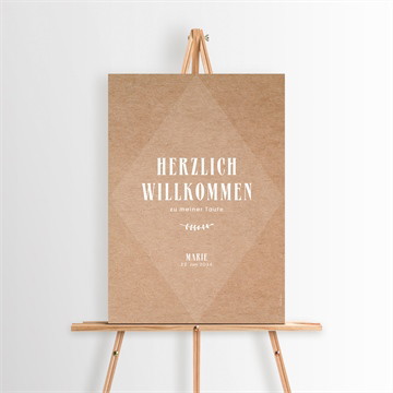 Willkommensschild Taufe foto auf kraftpapier