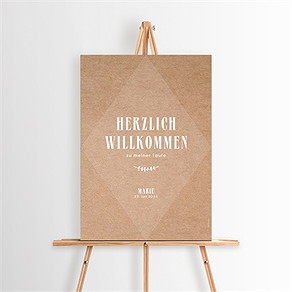 Willkommensschild Taufe foto auf kraftpapier