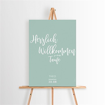 Willkommensschild Taufe Silbernes Kreuz