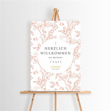Willkommensschild Taufe vintage natur