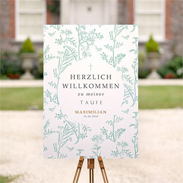 Willkommensschild Taufe Vintage Vogel - vue 2