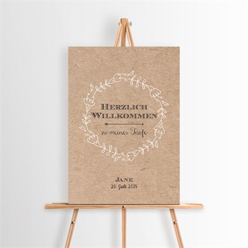 Willkommensschild Taufe taufe in kraftpapier - gold