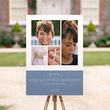 Willkommensschild Kommunion Vergiss Mich Nicht - Blau - vue 2