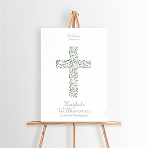 Willkommensschild Kommunion frühling