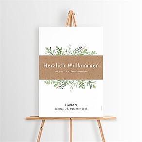 Willkommensschild Kommunion pflanzenillustration