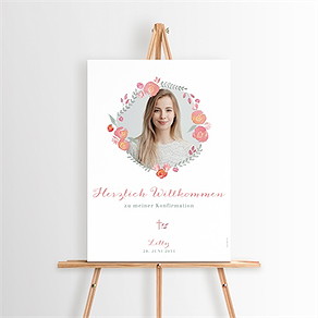 Willkommensschild Konfirmation verziertes foto