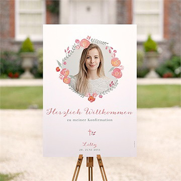 Willkommensschild Konfirmation Verziertes Foto - vue 2