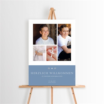 Willkommensschild Konfirmation vergiss mein nicht blau magnet