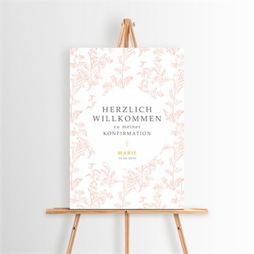 Willkommensschild Konfirmation zarte pflanzenmalerei