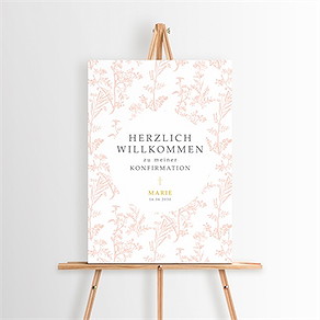 Willkommensschild Konfirmation zarte pflanzenmalerei