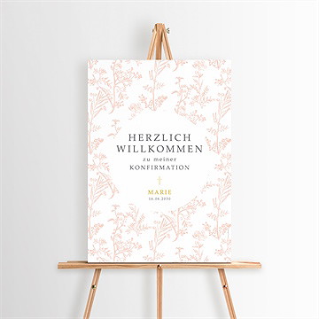 Willkommensschild Konfirmation Zarte Pflanzenmalerei