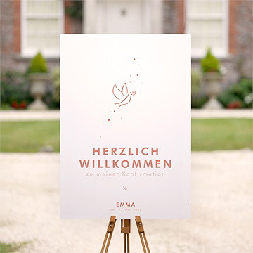 Willkommensschild Konfirmation Fliegende Taube - vue 2