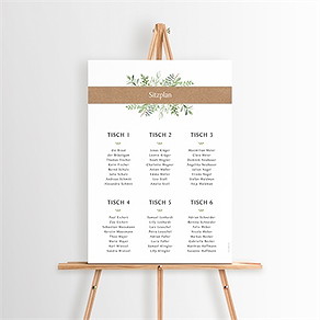Sitzplan Hochzeit blätterschmuck