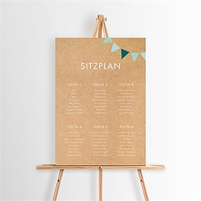 Sitzplan Taufe blaue girlande