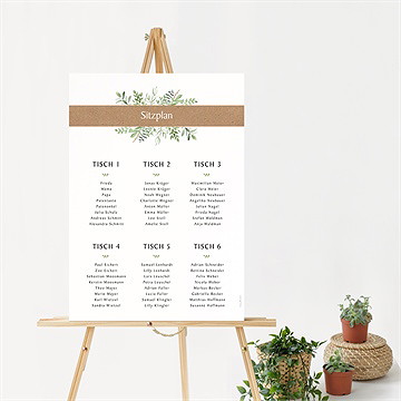 Sitzplan Taufe kraftpapier und pflanzenmotiv - vue 2