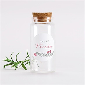 Glasfläschchen mit Korken Taufe rosenkranz - sticker