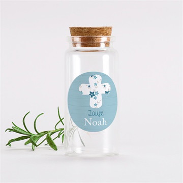 Glasfläschchen mit Sticker