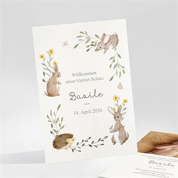 Geburtskarte Feldhasen
