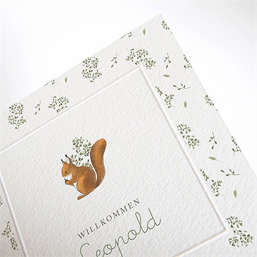 Geburtskarte eichhörnchen - prägung - vue 2