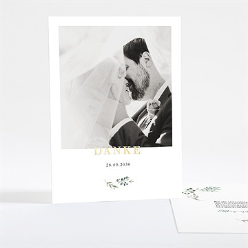 Dankeskarte Hochzeit fliegende blätter - gold