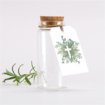 Glasfläschchen mit Korken Taufe graziös - saatpapier