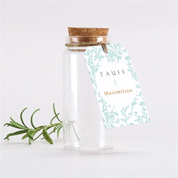 Glasfläschchen mit Korken Taufe vintage vogel - gold