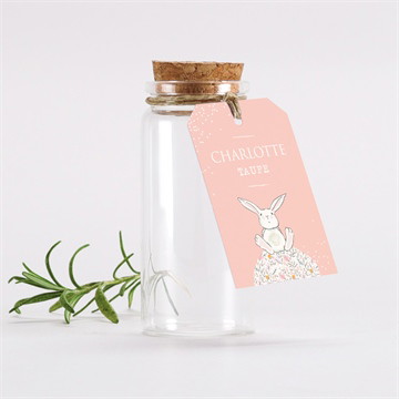 Glasfläschchen mit Korken Taufe Kleines kaninchen