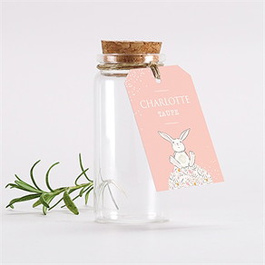 Glasfläschchen mit Korken Taufe kleines kaninchen