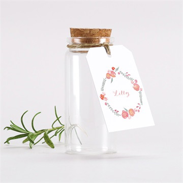 Glasfläschchen mit Korken Kommunion aquarellkranz - gold