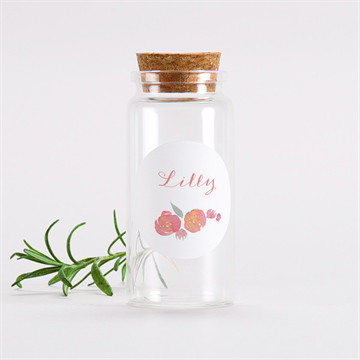 Glasfläschchen mit Sticker