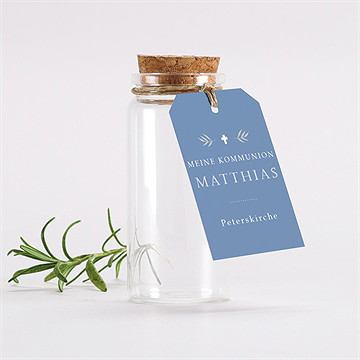 Glasfläschchen Mit Korken Kommunion Vergiss Mich Nicht - Blau1