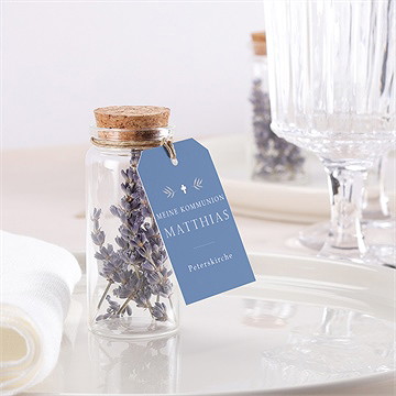 Glasfläschchen Mit Korken Kommunion Vergiss Mich Nicht - Blau1 - vue 2